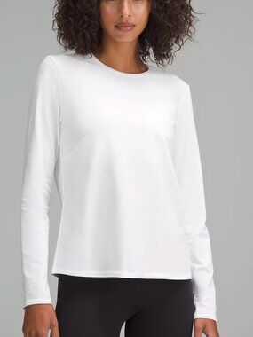 Lululemon Organic Cotton Crewneck Long-Sleeve Shirt, Size S, White